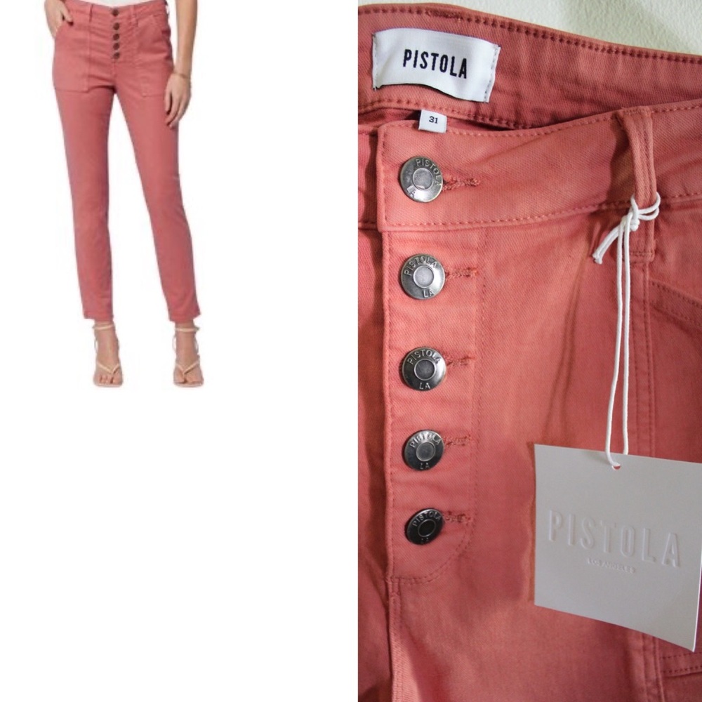 Pistola Button Clay Colored Cropped Pants 31 12 NWT